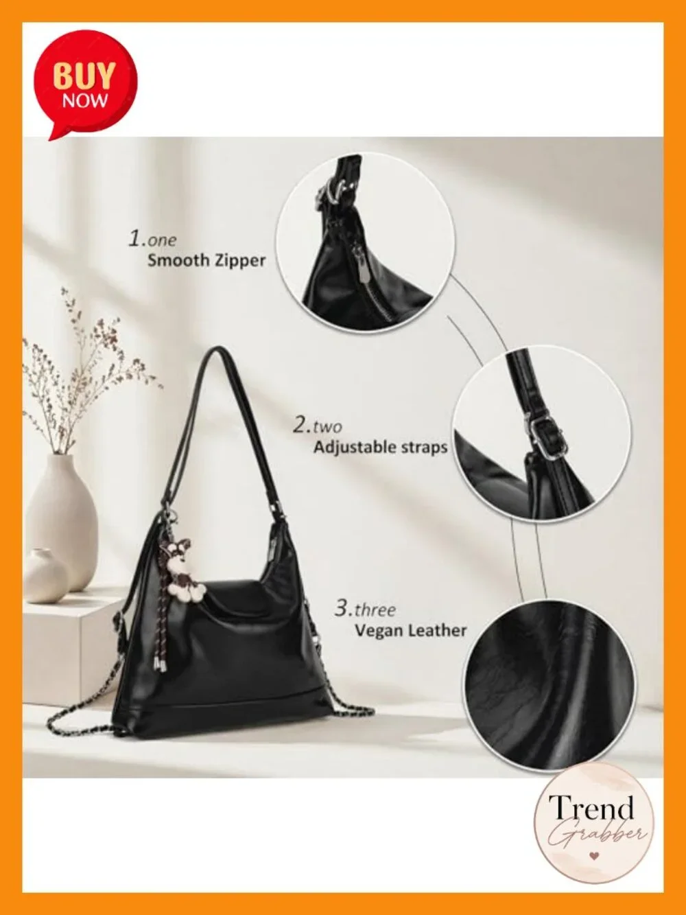 Women's Convertible Hobo Backpack Purse Faux Leather Shoulder Handbag 3-in-1